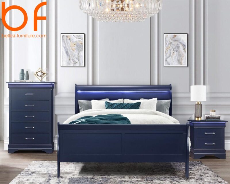 Charlie Blue Queen bed with LED