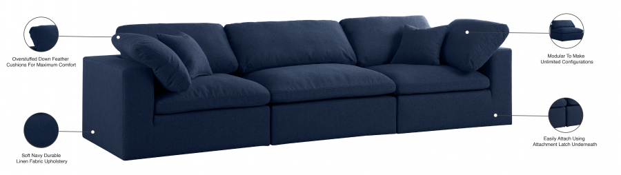 Down Filled Sofa In Navy