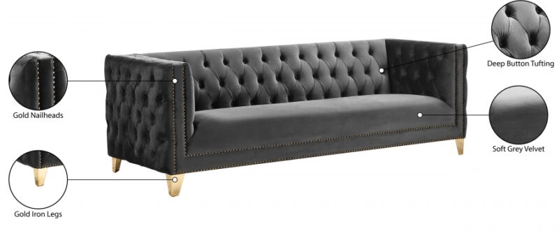 Michelle Velvet Sofa Grey