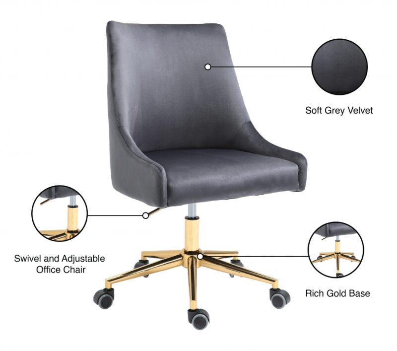 Karina Velvet Office Chair Grey