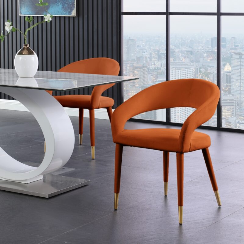 Destiny Velvet Dining Chair Cognac