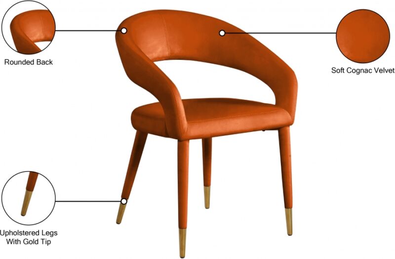 Destiny Velvet Dining Chair Cognac