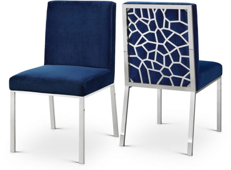 Opal Velvet Dining Chair Blue Chrome (Set of 2)