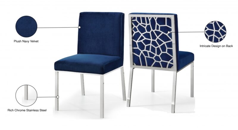 Opal Velvet Dining Chair Blue Chrome (Set of 2)