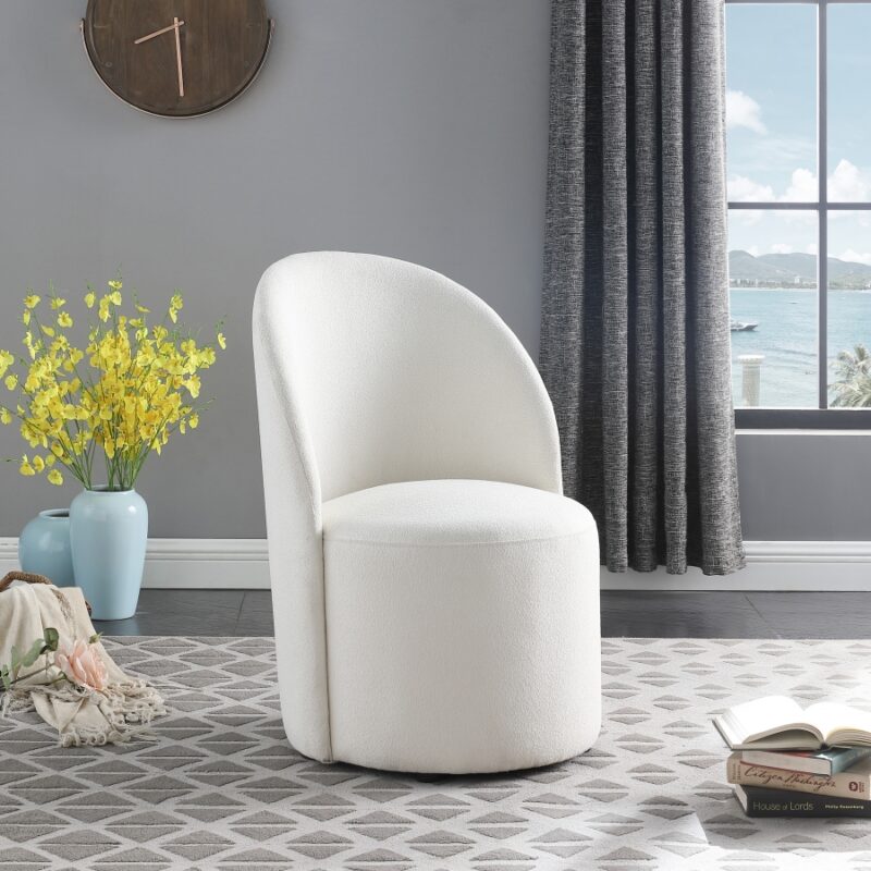 Hautely Boucle Fabric Accent | Dining Chair Cream