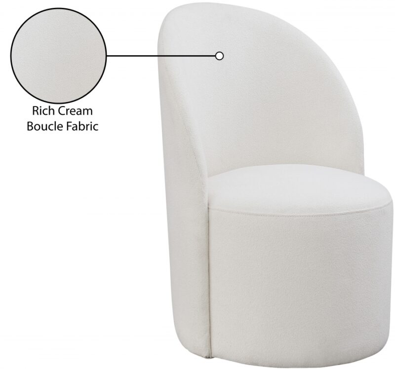 Hautely Boucle Fabric Accent | Dining Chair Cream