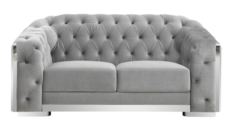 U341 SILVER VELVET LOVESEAT