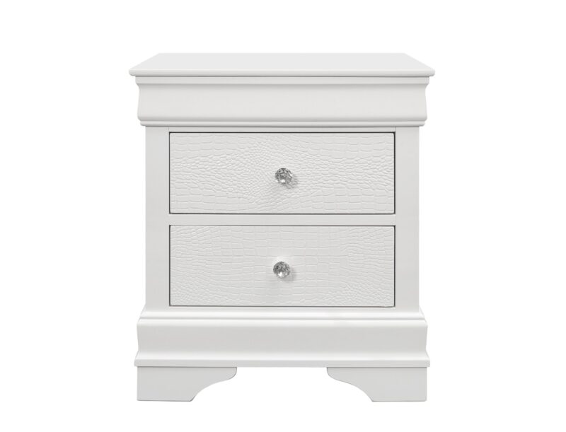 POMPEI METALLIC WHITE NIGHTSTAND