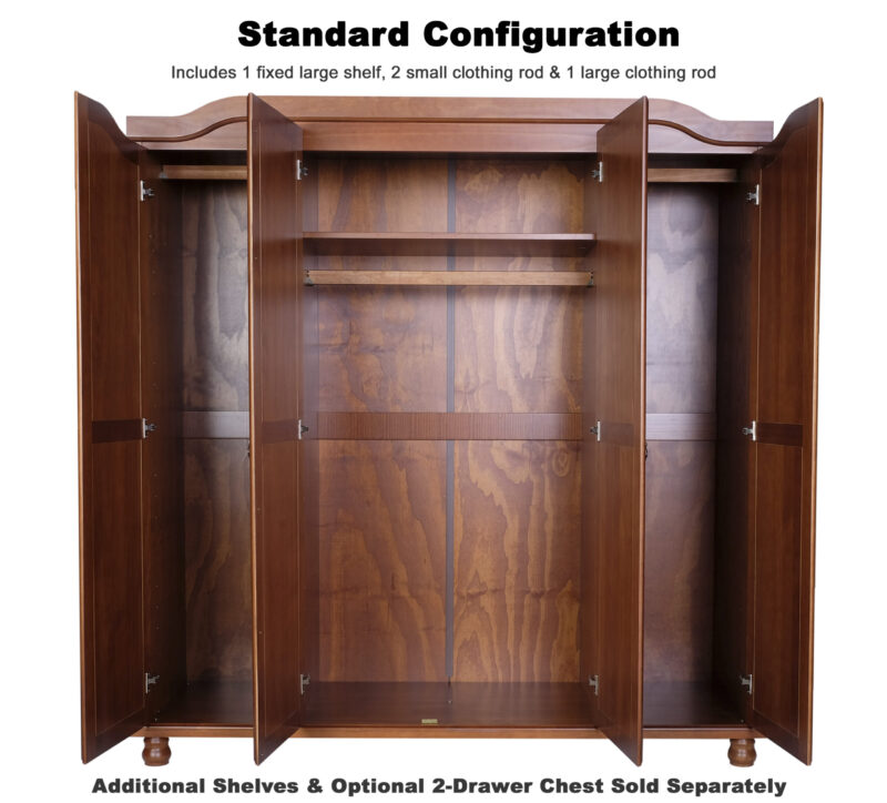 100% Solid Wood Kyle 4-Door Wardrobe