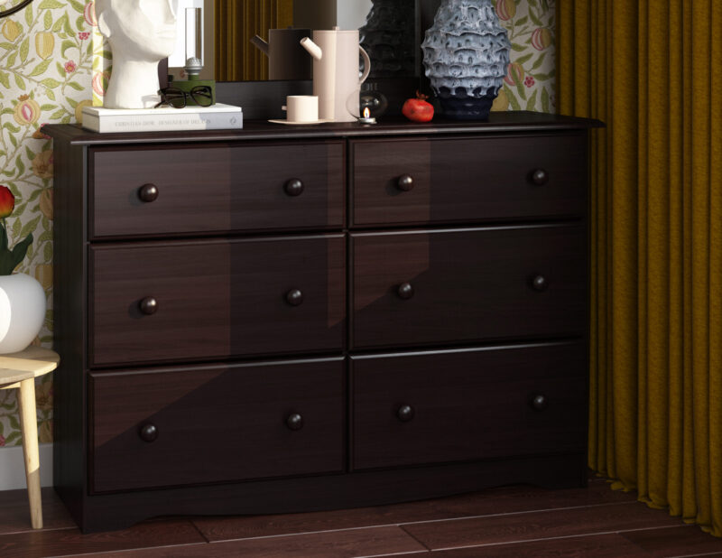 100% Solid Wood 6-Drawer Double Dresser