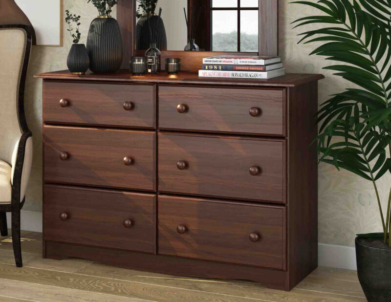 100% Solid Wood 6-Drawer Double Dresser