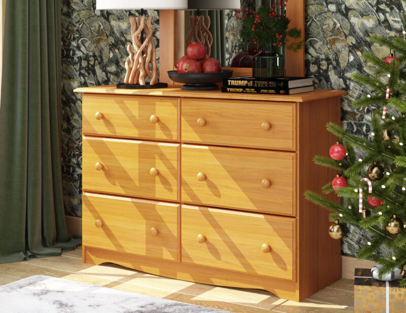 100% Solid Wood 6-Drawer Double Dresser