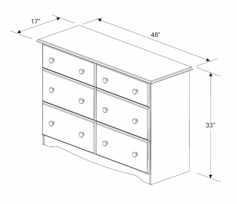 100% Solid Wood 6-Drawer Double Dresser