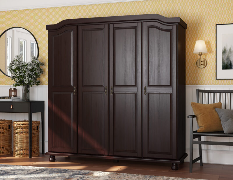 100% Solid Wood Kyle 4-Door Wardrobe