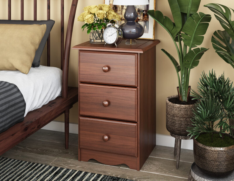  100% Solid Wood 3-Drawer Nightstand