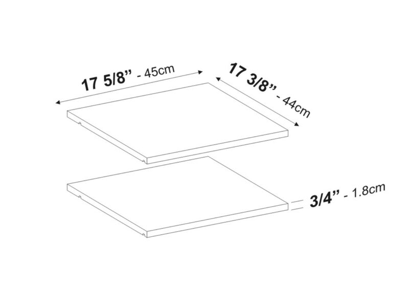 100% Solid Wood Set of 2 Shelves for Cosmo and Metro Wardrobe