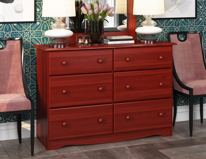 100% Solid Wood 6-Drawer Double Dresser