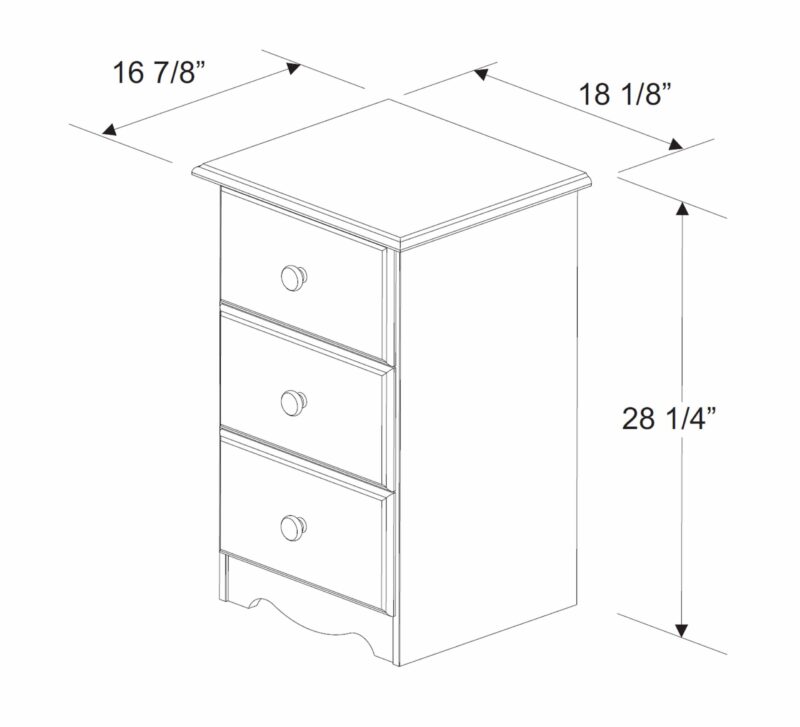  100% Solid Wood 3-Drawer Nightstand