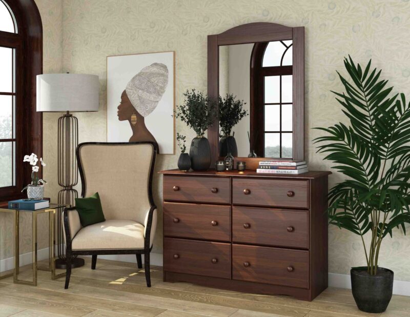 100% Solid Wood 6-Drawer Double Dresser