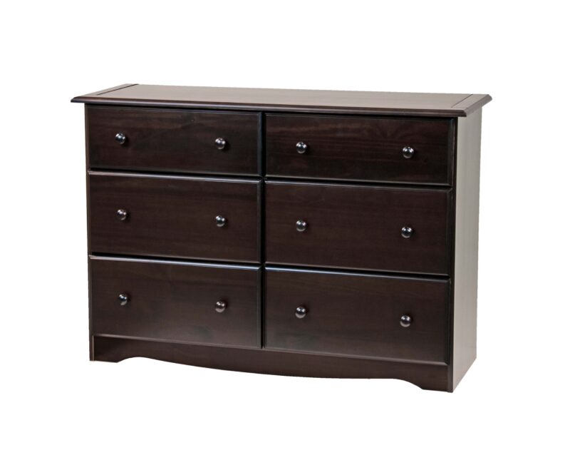 100% Solid Wood 6-Drawer Double Dresser