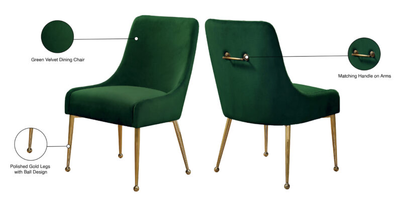 Owen Velvet Dining Chair - Green Set of 2 (Limited Offer)