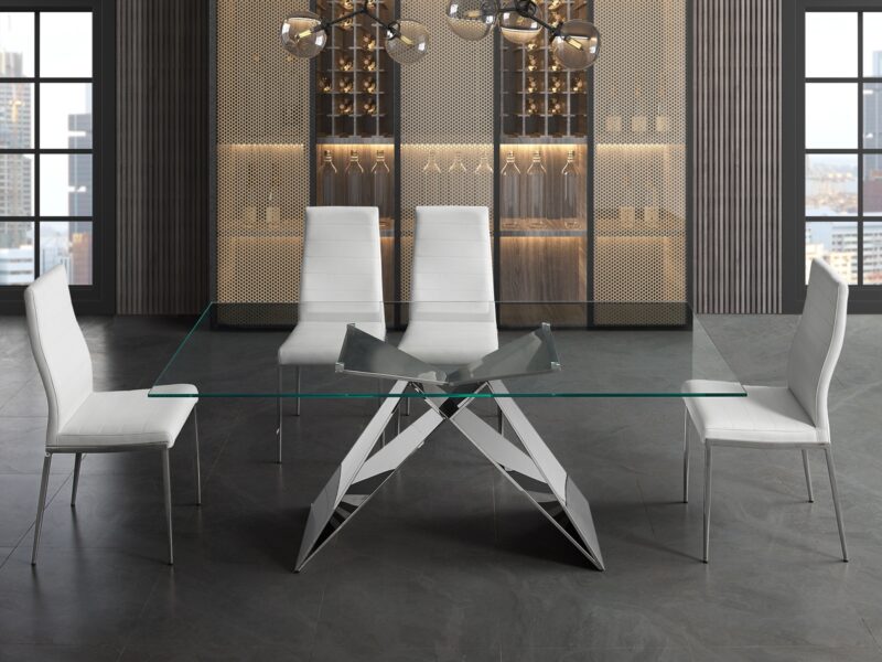 Firenze dining chair in gray pu leather.