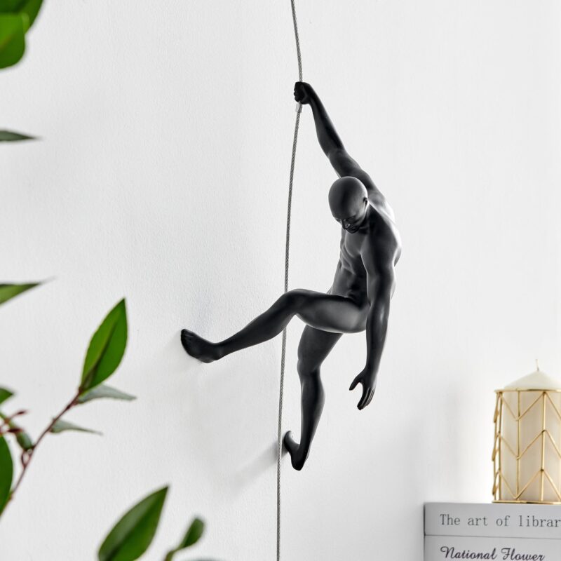 Climbing Couple Set of Two Wall Sculptures, Matte Black & Gold