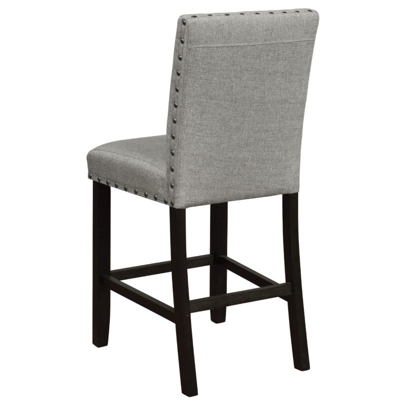 Kentfield Solid Back Upholstered Counter Height Stools Grey and Antique Noir (Set of 2)