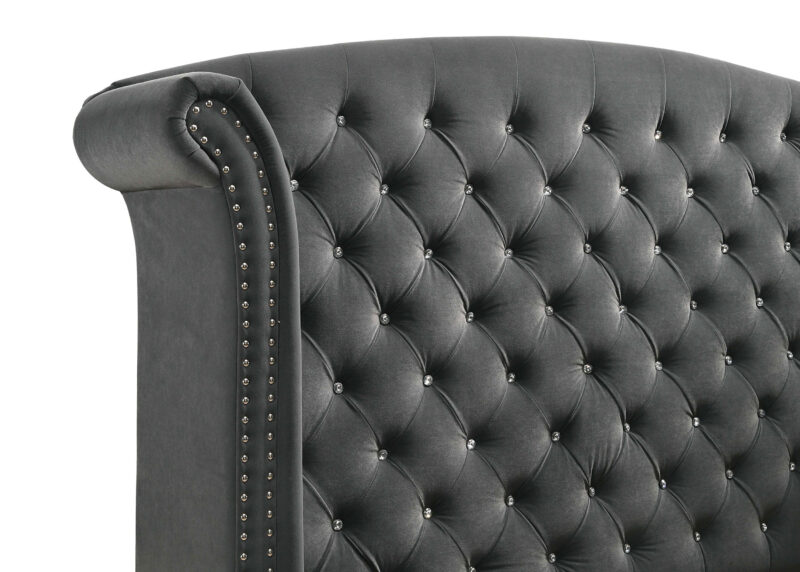 Melody Eastern King Wingback Upholstered Bed Grey