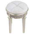 Evangeline Oval Vanity Stool with Faux Diamond Trim Silver and Ivory