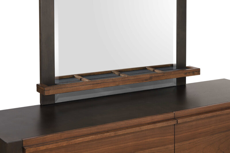 Azalia Dresser Mirror with Jewelry Tray Black and Walnut