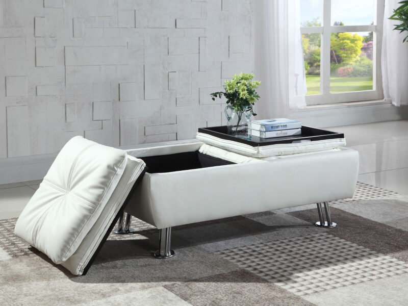 Dilleston Storage Ottoman with Removable Trays White