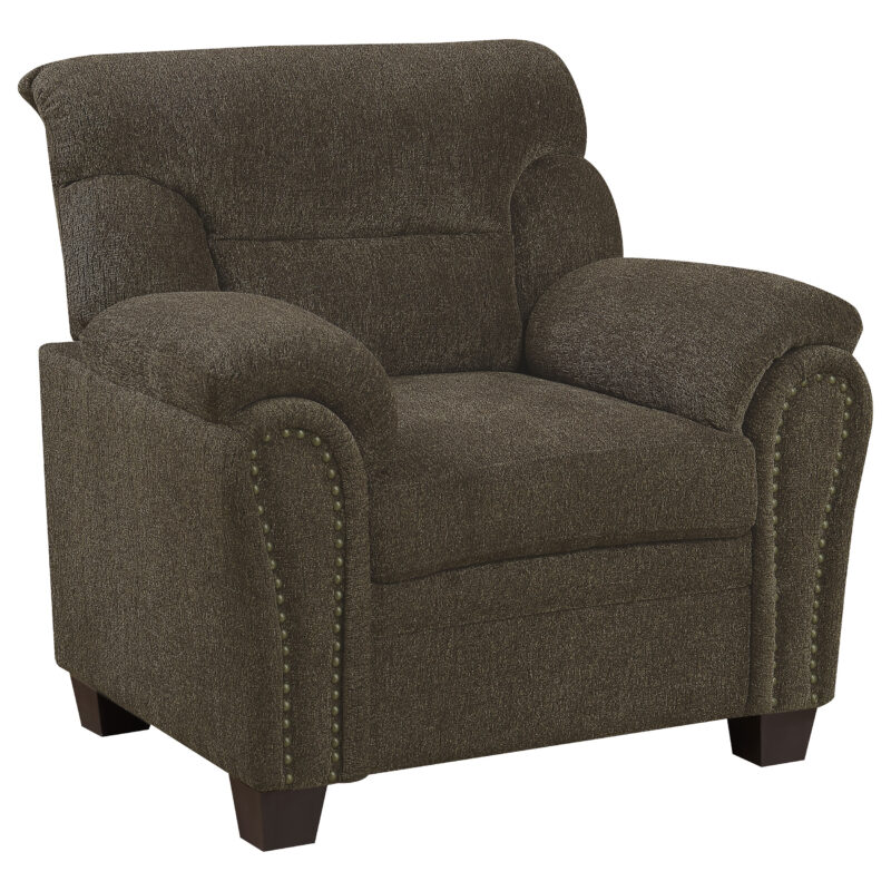 Clementine Upholstered Chair with Nailhead Trim Brown