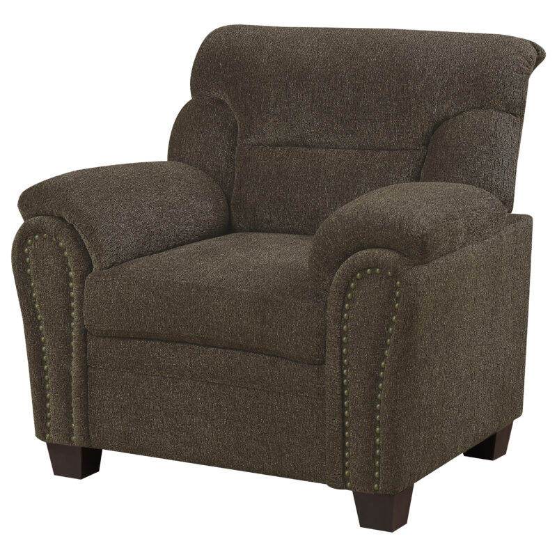 Clementine Upholstered Chair with Nailhead Trim Brown