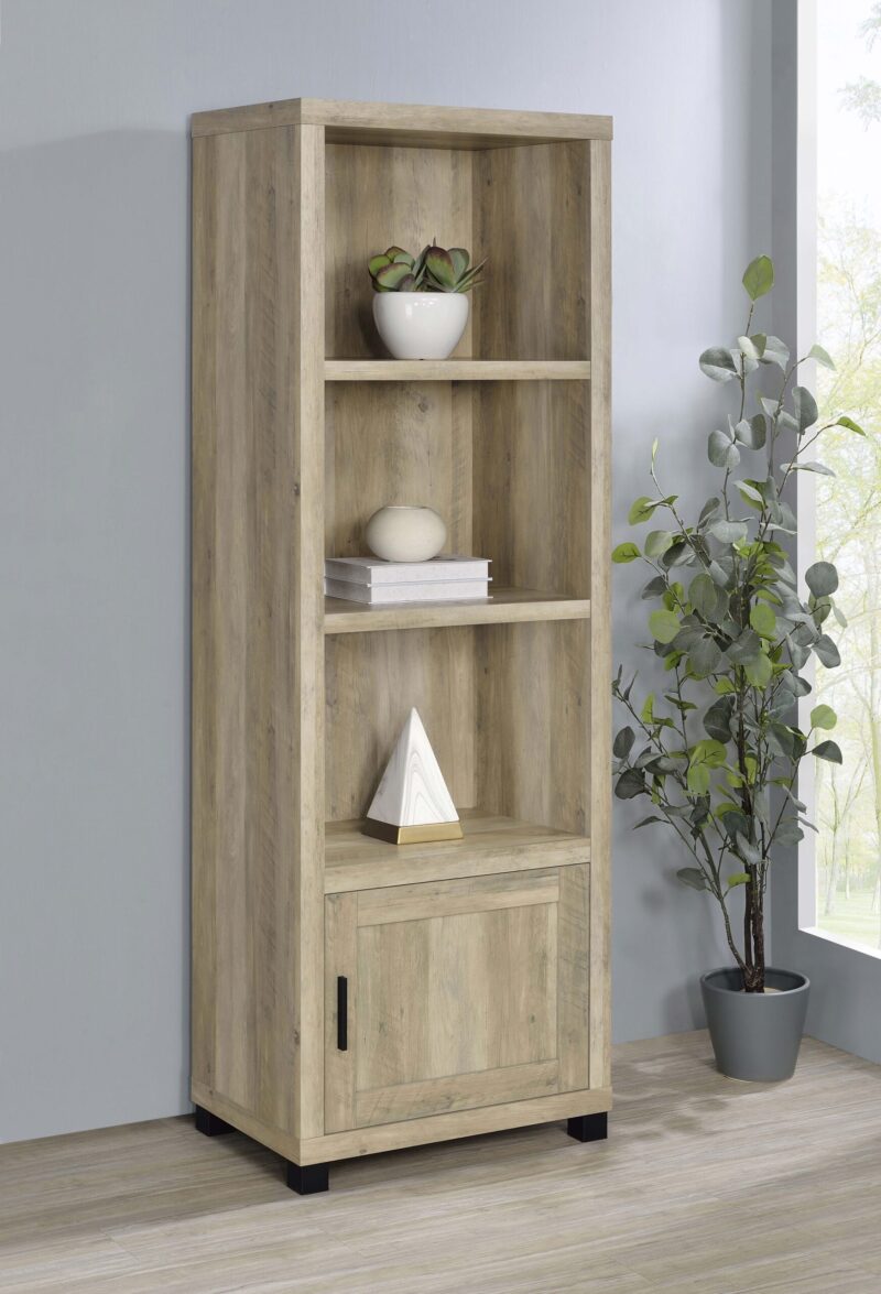 Sachin 3-shelf Media Tower With Storage Cabinet Antique Pine