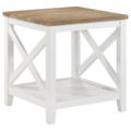 Maisy Square Wooden End Table With Shelf Brown and White