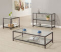 Trini Coffee Table with Glass Shelf Black Nickel