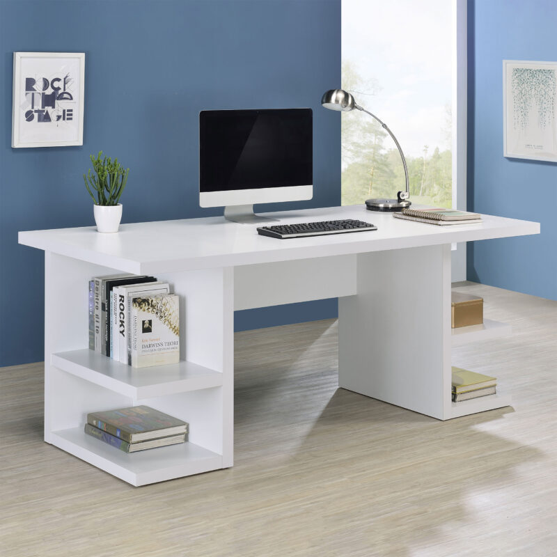 Alice Writing Desk White with Open Shelves