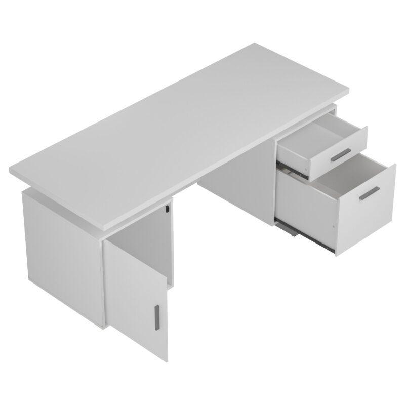 Lawtey Rectangular Storage Office Desk Cappuccino