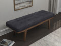 Wilson Upholstered Tufted Bench Taupe and Natural