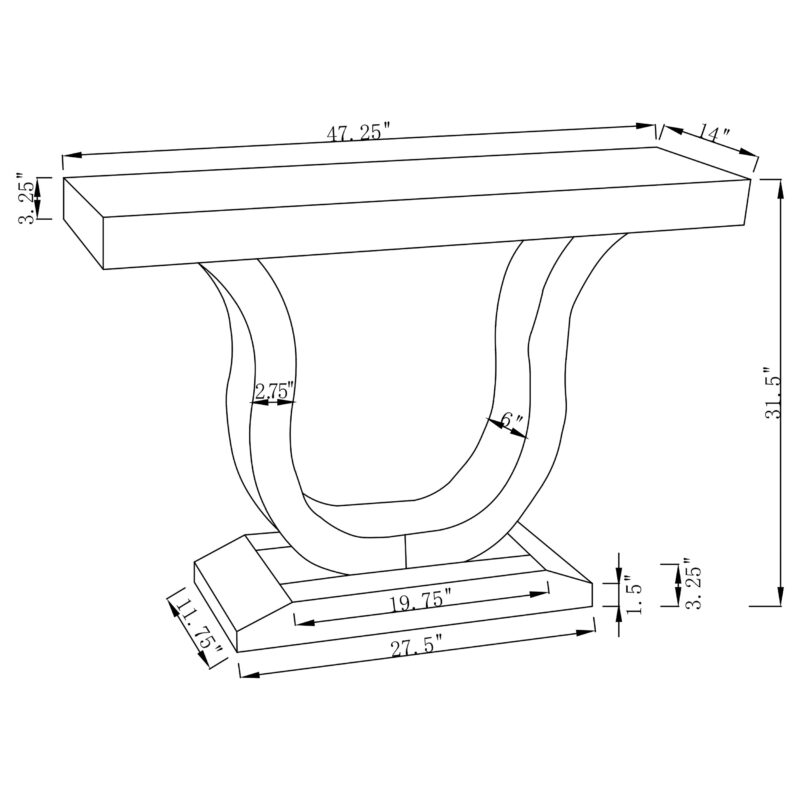 Saanvi Console Table with U-shaped Base Clear Mirror