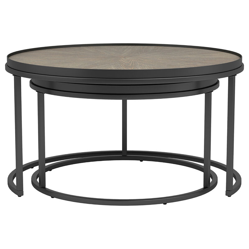 Rodrigo 2-piece Round Nesting Tables Weathered Elm