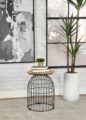 Bernardo Round Accent Table with Bird Cage Base Natural and Gunmetal