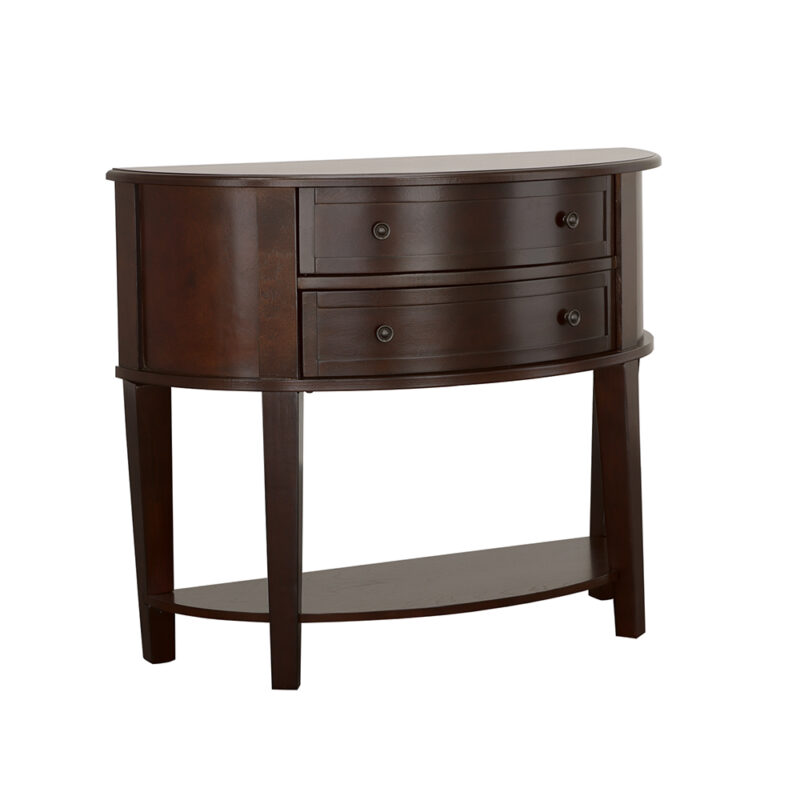 Diane 2-drawer Demilune Shape Console Table Cappuccino