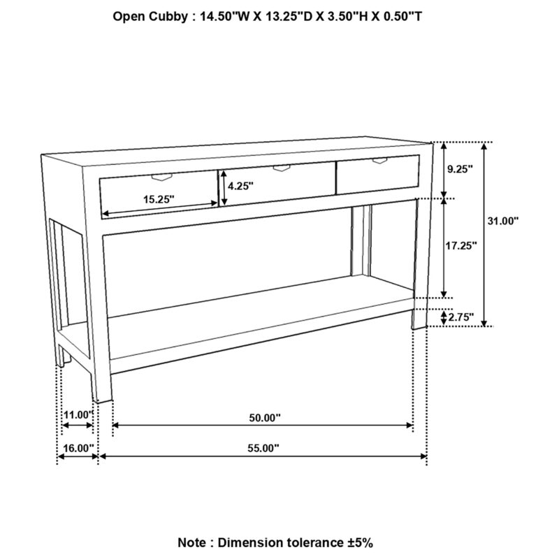 Esther 3-drawer Storage Console Table Natural Sheesham