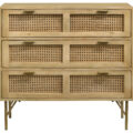 Zamora 3-drawer Accent Cabinet Natural and Antique Brass