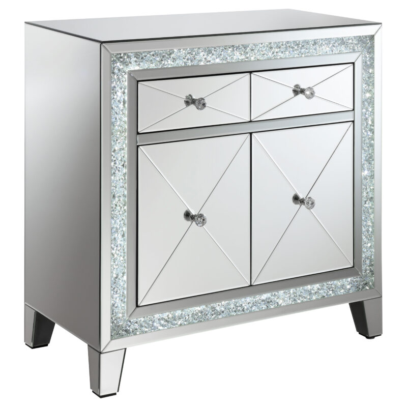 Arwen 2-drawer Accent Cabinet Clear Mirror with LED Lighting