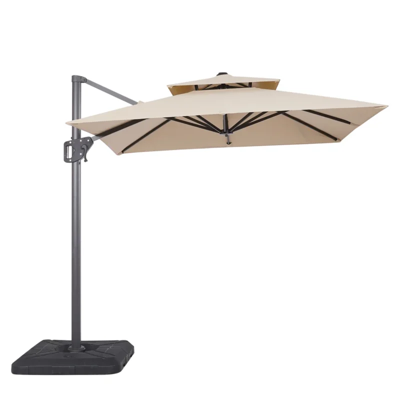 Fida 8 Ft Square Umbrella, Tan + Base