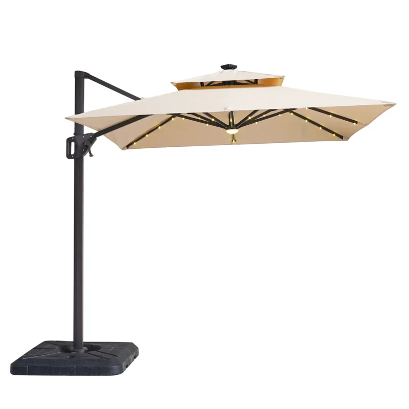 Xico 8 Square Umbrella, Tan + Base