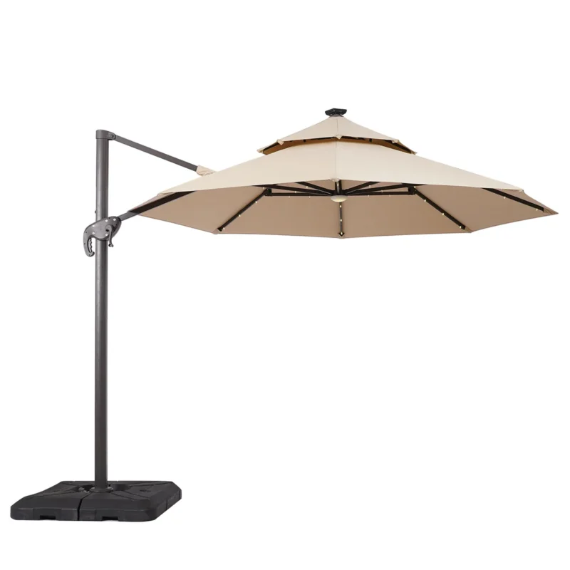 Nuti 10 Ft Round Umbrella, Tan + Base